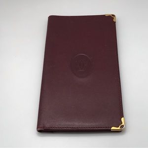 EUC Cartier Bordeaux Burgundy (Dark Red) Leather Checkbook Wallet - Unisex